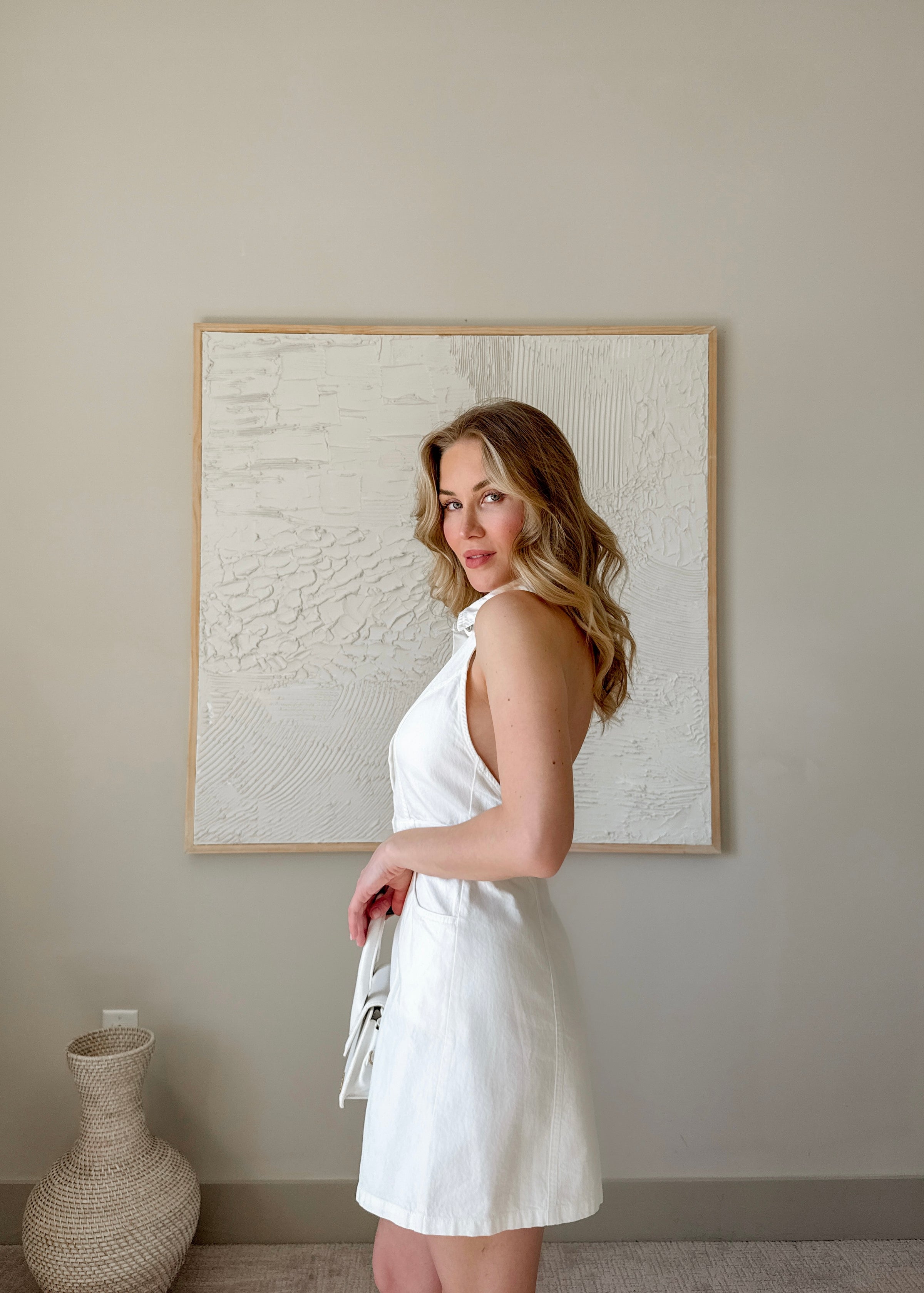 Halter White Denim Dress Le Glac Halter White Denim Dress Le Glac