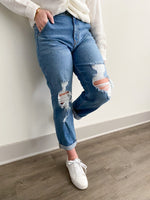 High Rise Distressed Mom Jeans