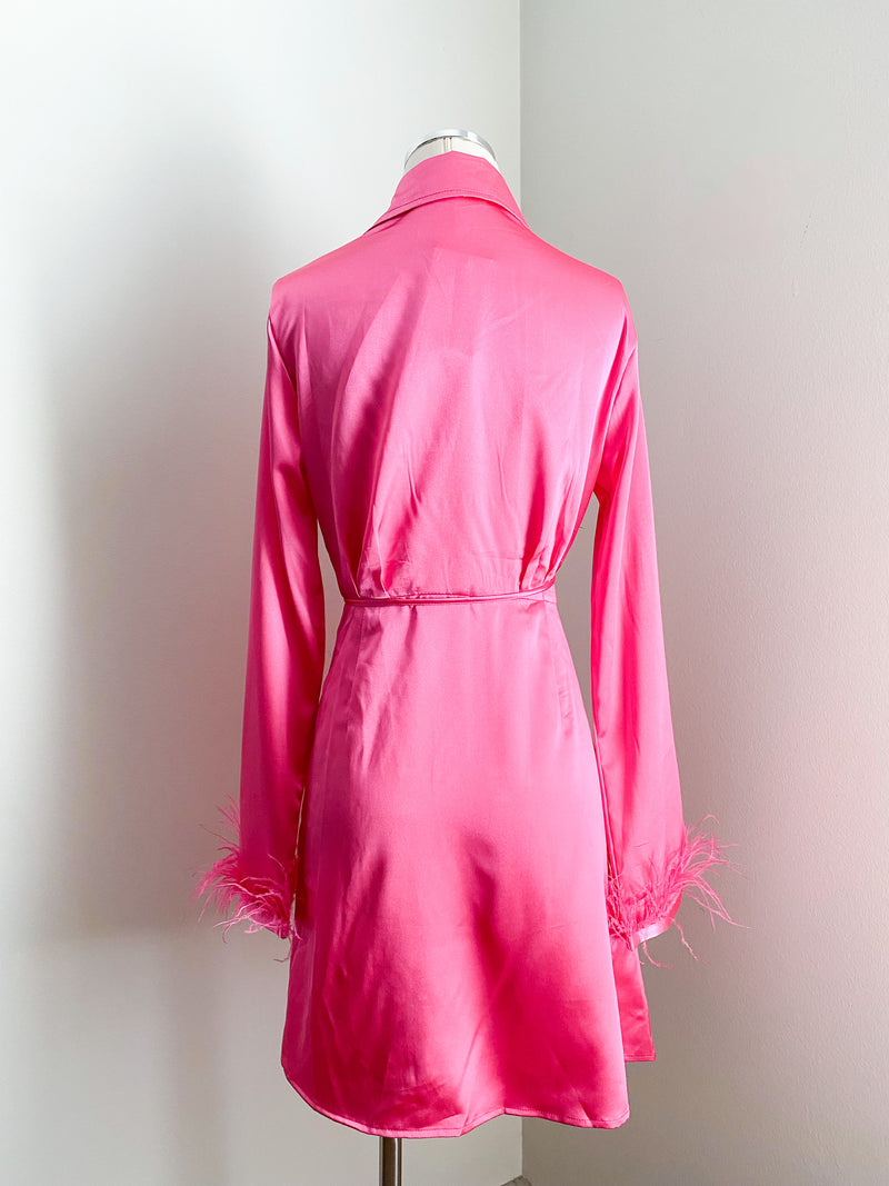 Liv Feather Sleeve Wrap Dress