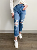 High Rise Distressed Mom Jeans