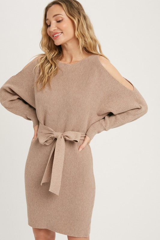 Brea Cold Shoulder Sweater Dress
